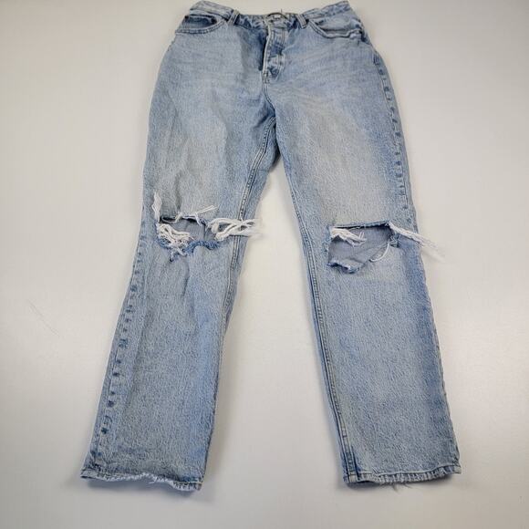 Abercrombie & Fitch The Dad High Rise Distressed Denim Jeans Women's 31/12L - Picture 1 of 15